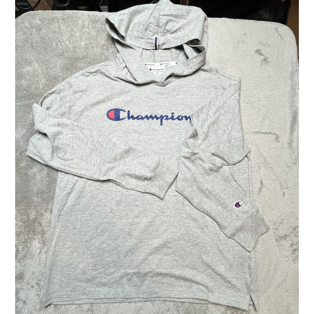 Champion Womens Hoodie Gray Medium Jersey Pullover Kangaroo Pocket Lightweight